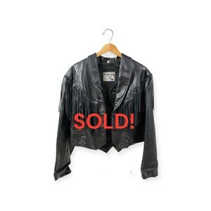 SOLD! Vintage Pioneer Wear Cropped Leather Jacket with Fringe